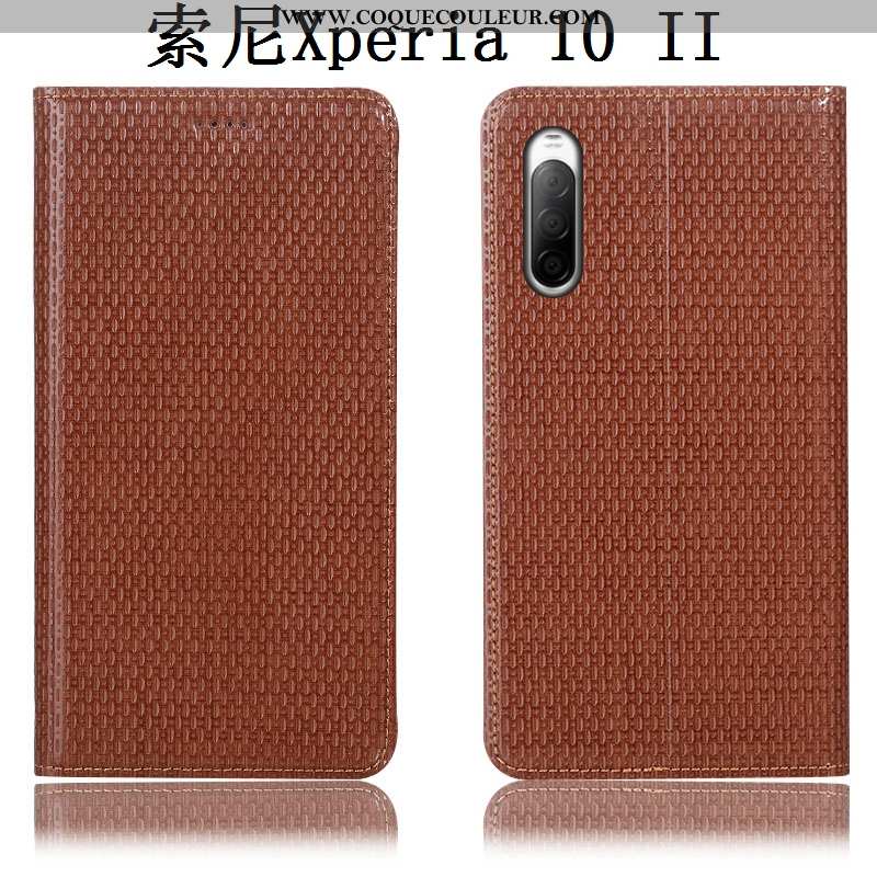 Housse Sony Xperia 10 Ii Cuir Véritable Marron Housse, Étui Sony Xperia 10 Ii Modèle Fleurie