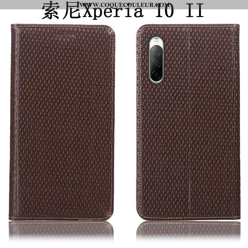 Housse Sony Xperia 10 Ii Cuir Véritable Marron Housse, Étui Sony Xperia 10 Ii Modèle Fleurie