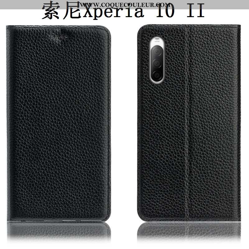 Coque Sony Xperia 10 Ii Cuir Véritable Housse, Housse Sony Xperia 10 Ii Modèle Fleurie Téléphone Por