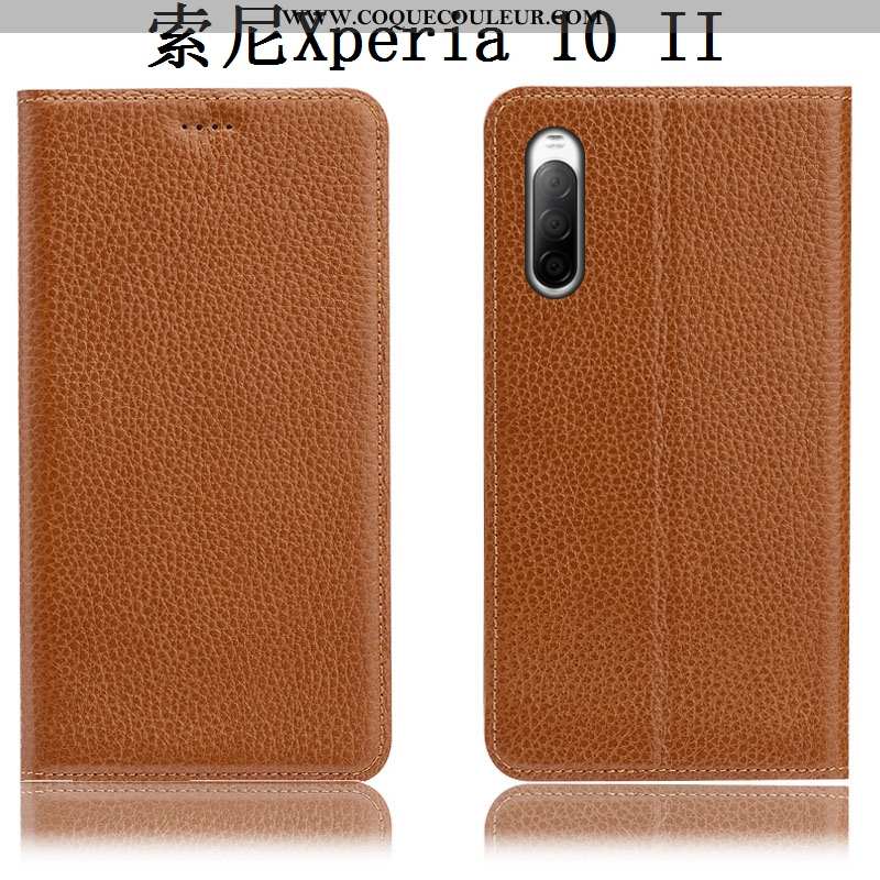 Coque Sony Xperia 10 Ii Cuir Véritable Housse, Housse Sony Xperia 10 Ii Modèle Fleurie Téléphone Por