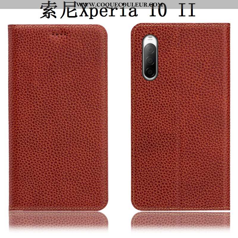 Coque Sony Xperia 10 Ii Cuir Véritable Housse, Housse Sony Xperia 10 Ii Modèle Fleurie Téléphone Por