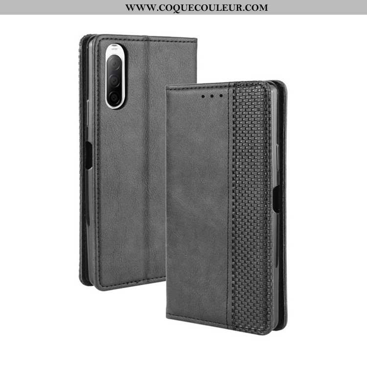 Coque Sony Xperia 10 Ii Protection Cuir Étui, Housse Sony Xperia 10 Ii Portefeuille Noir