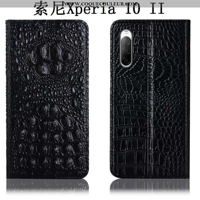 Coque Sony Xperia 10 Ii Cuir Véritable Incassable Téléphone Portable, Housse Sony Xperia 10 Ii Prote