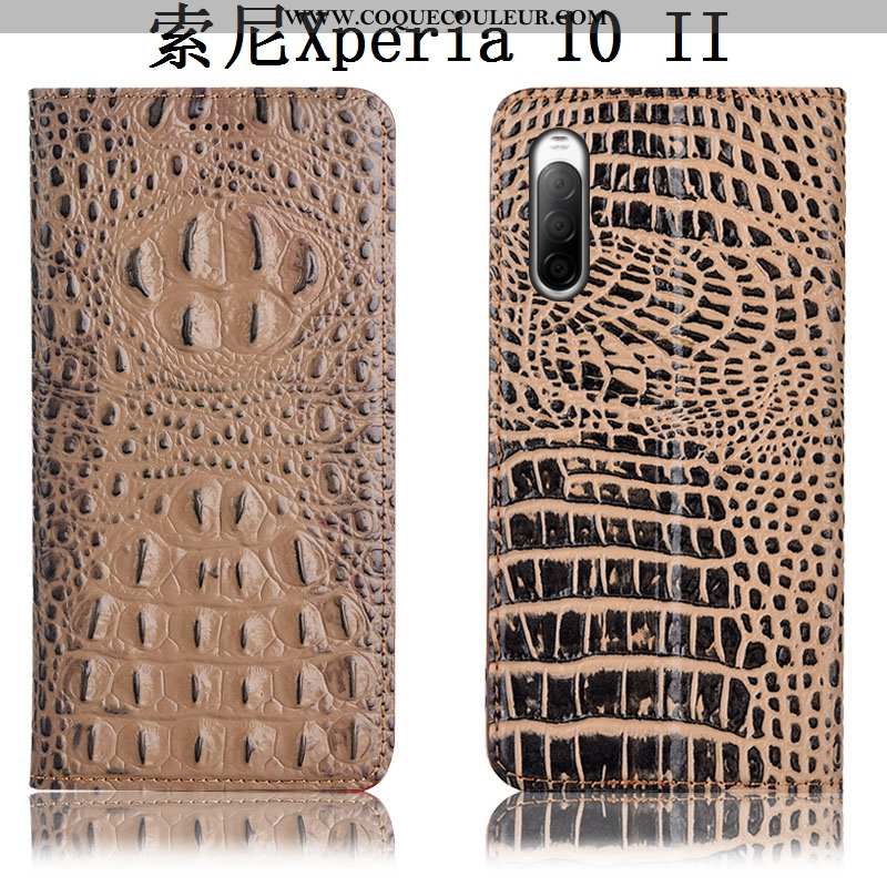 Coque Sony Xperia 10 Ii Cuir Véritable Incassable Téléphone Portable, Housse Sony Xperia 10 Ii Prote