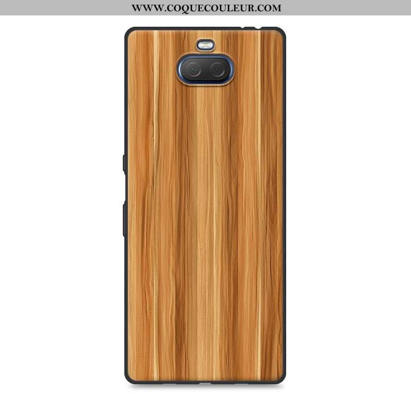 Housse Sony Xperia 10 Plus Créatif Silicone Étui, Étui Sony Xperia 10 Plus En Bois Protection Gris