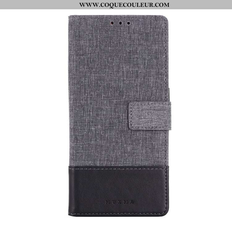 Housse Sony Xperia 10 Cuir Toile Coque, Étui Sony Xperia 10 Gris Téléphone Portable