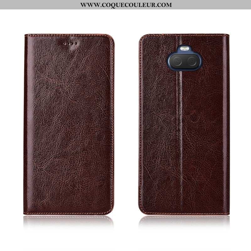 Housse Sony Xperia 10 Protection Marron Silicone, Étui Sony Xperia 10 Cuir Véritable