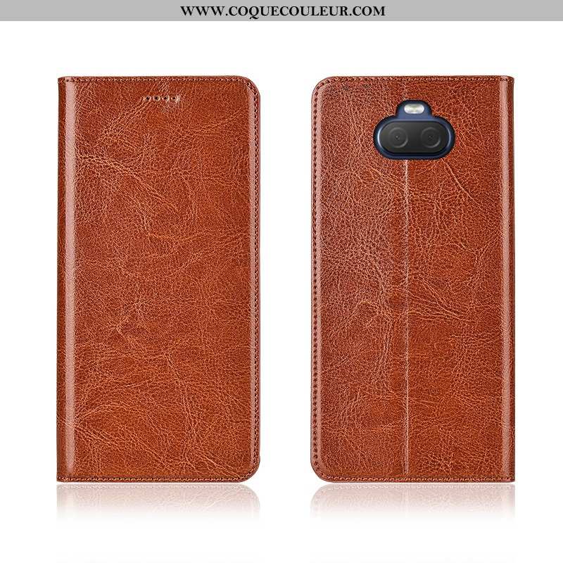 Housse Sony Xperia 10 Protection Marron Silicone, Étui Sony Xperia 10 Cuir Véritable