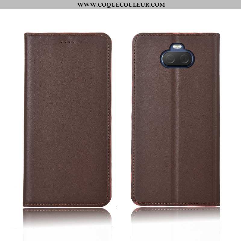 Housse Sony Xperia 10 Cuir Protection Délavé En Daim Véritable, Étui Sony Xperia 10 Fluide Doux Clam