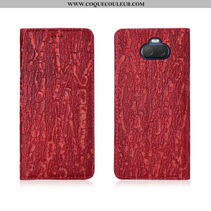 Coque Sony Xperia 10 Cuir Arbres Coque, Housse Sony Xperia 10 Fluide Doux Protection Bordeaux