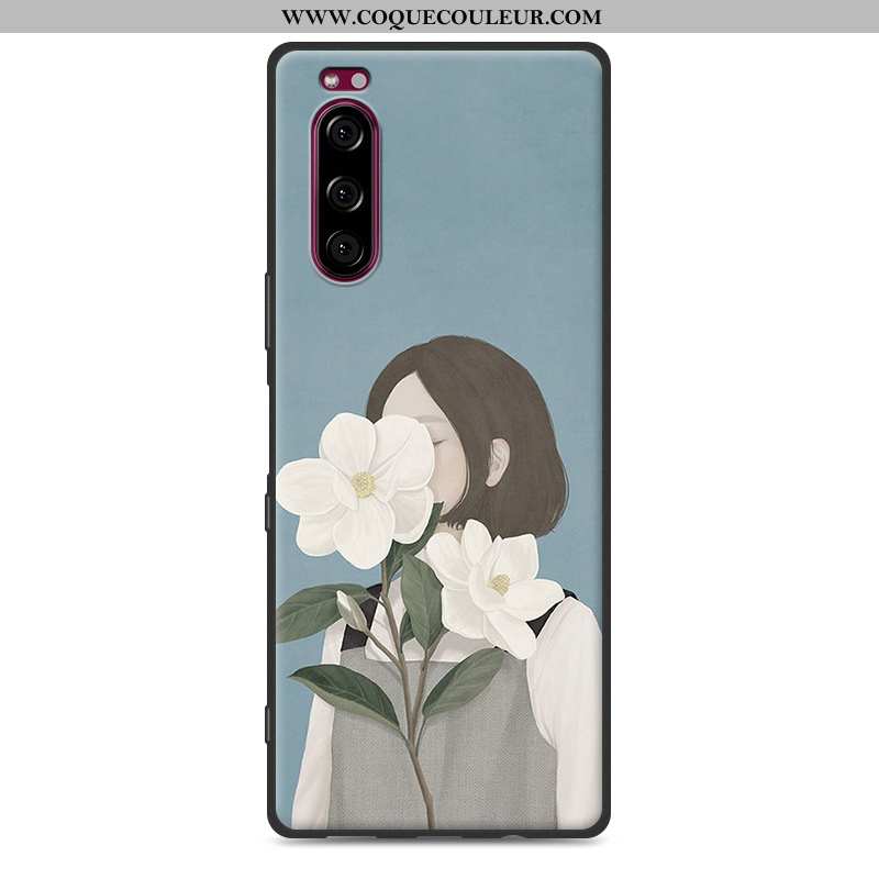 Coque Sony Xperia 5 Protection Étui Art, Housse Sony Xperia 5 Fluide Doux Téléphone Portable Bleu