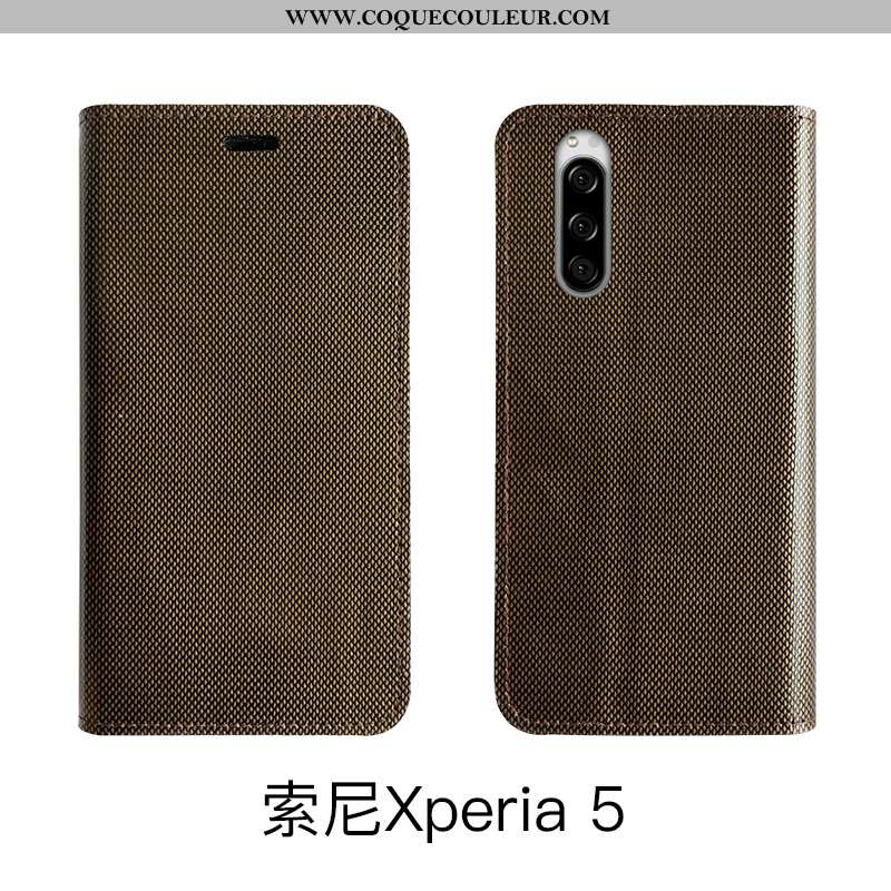 Étui Sony Xperia 5 Luxe Bovins Cuir, Coque Sony Xperia 5 Cuir Véritable Tout Compris Noir