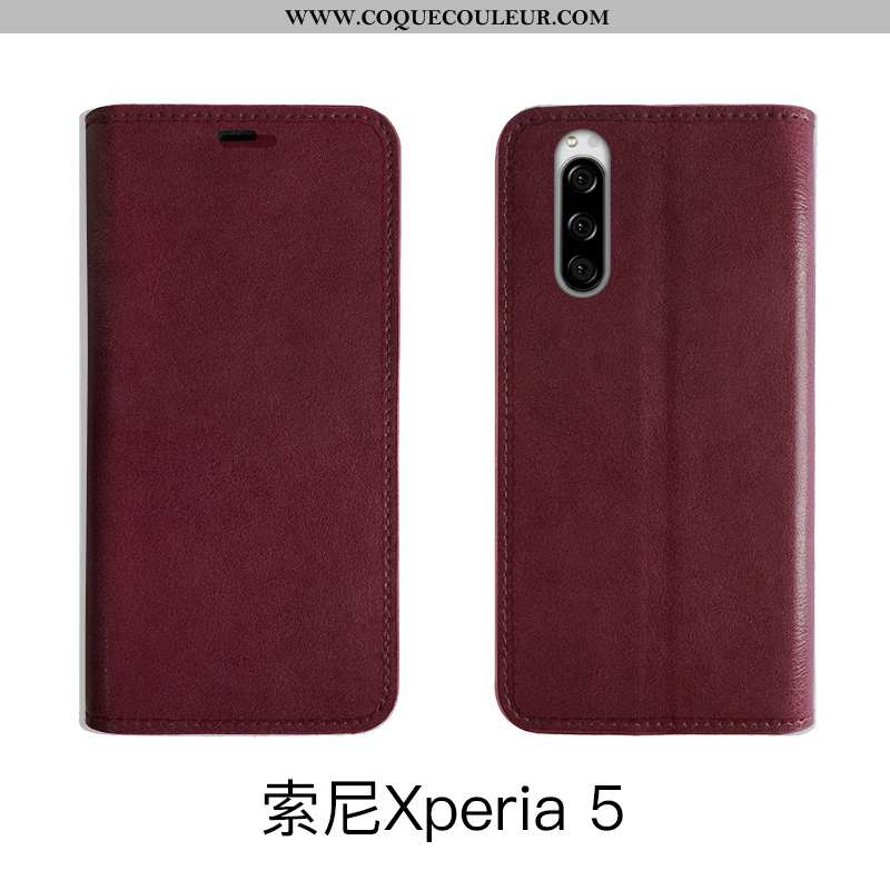 Coque Sony Xperia 5 Fluide Doux Vintage, Housse Sony Xperia 5 Protection Marron