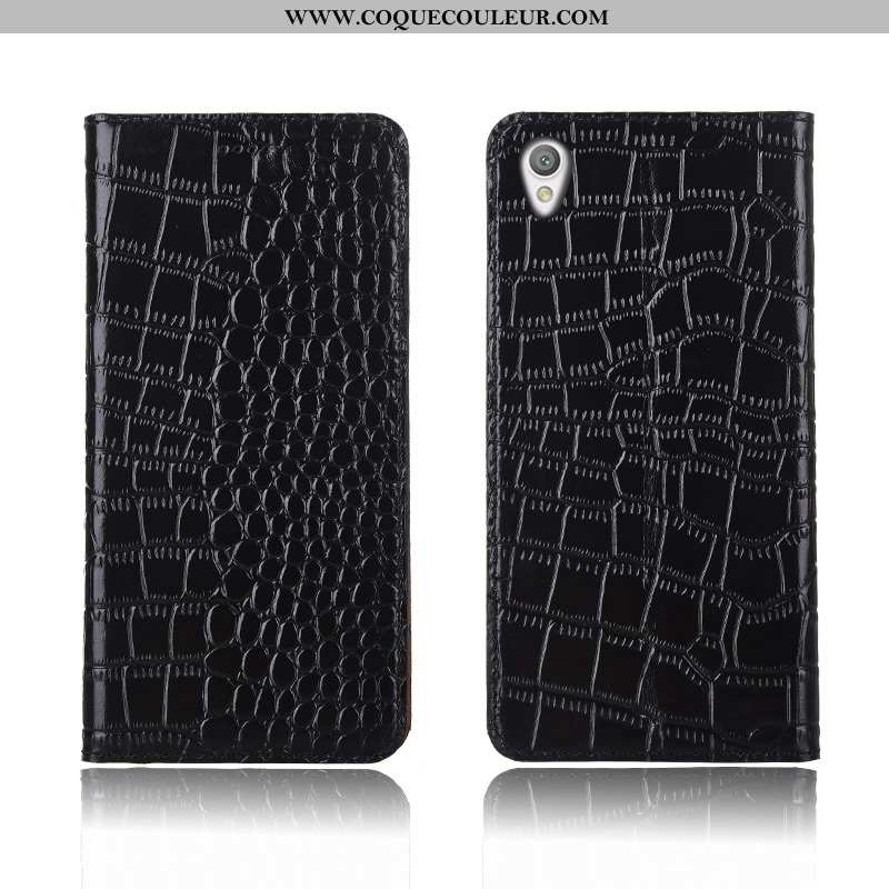 Coque Sony Xperia L1 Protection Crocodile Incassable, Housse Sony Xperia L1 Cuir Véritable Bleu