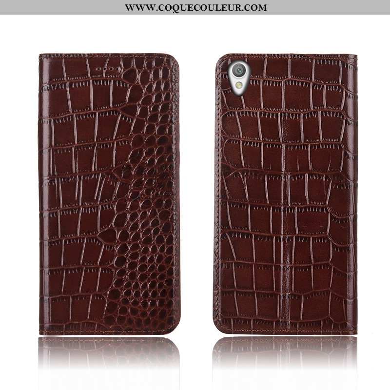 Coque Sony Xperia L1 Protection Crocodile Incassable, Housse Sony Xperia L1 Cuir Véritable Bleu