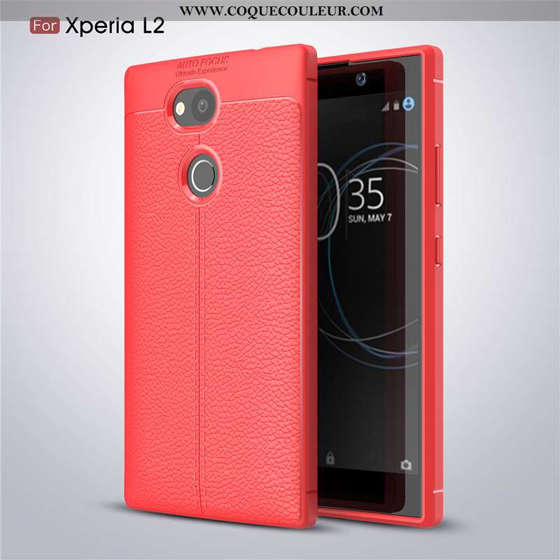 Housse Sony Xperia L2 Cuir Protection Fluide Doux, Étui Sony Xperia L2 Modèle Fleurie Légère Rouge