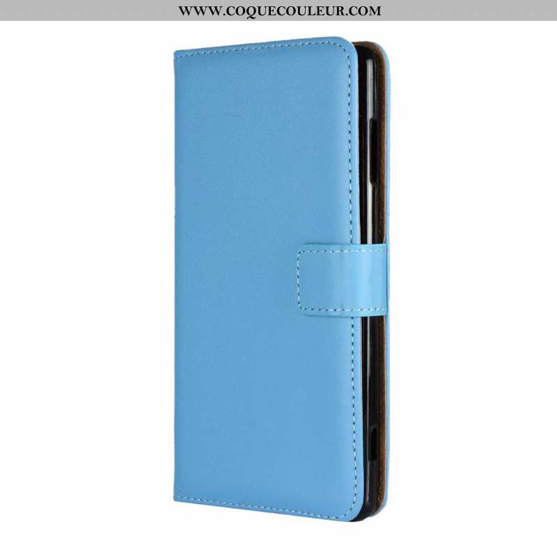 Coque Sony Xperia Xa Cuir Véritable Protection Incassable, Housse Sony Xperia Xa Cuir Étui Bleu