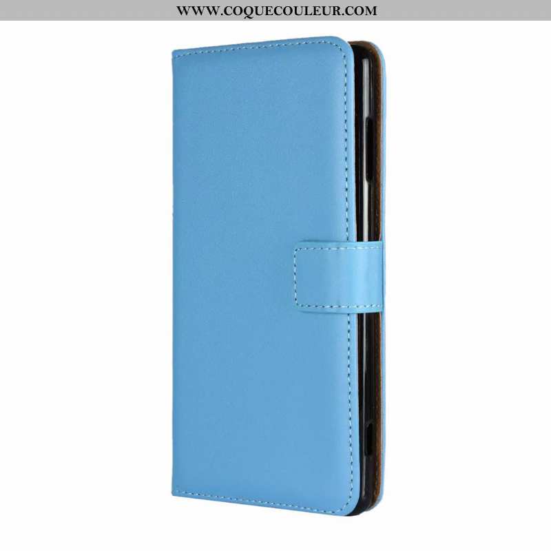 Coque Sony Xperia Xa Cuir Véritable Protection Incassable, Housse Sony Xperia Xa Cuir Étui Bleu