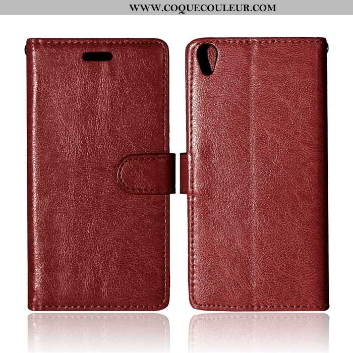 Coque Sony Xperia Xa Protection Fluide Doux Cuir, Housse Sony Xperia Xa Portefeuille Étui Marron