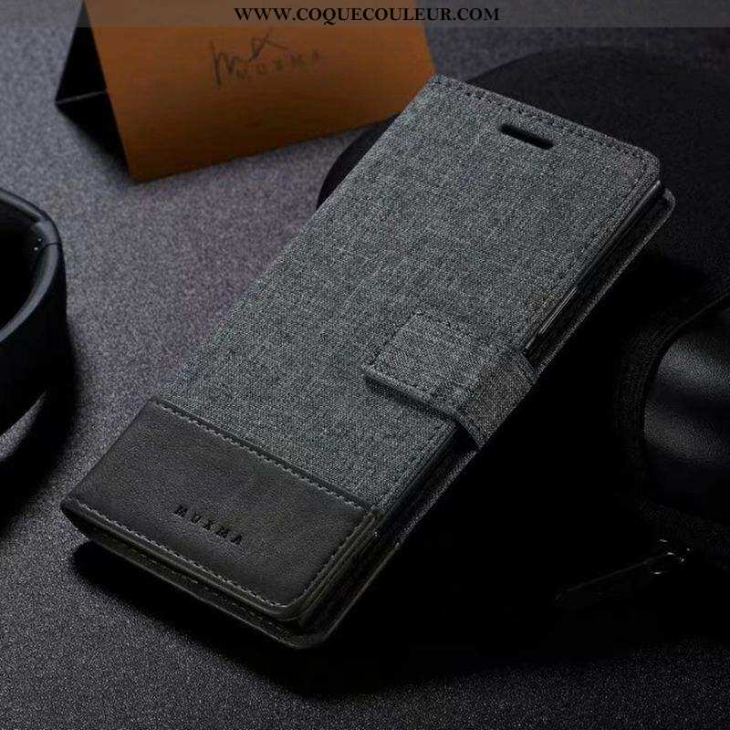 Étui Sony Xperia Xa Cuir Tissu Gris, Coque Sony Xperia Xa Gris