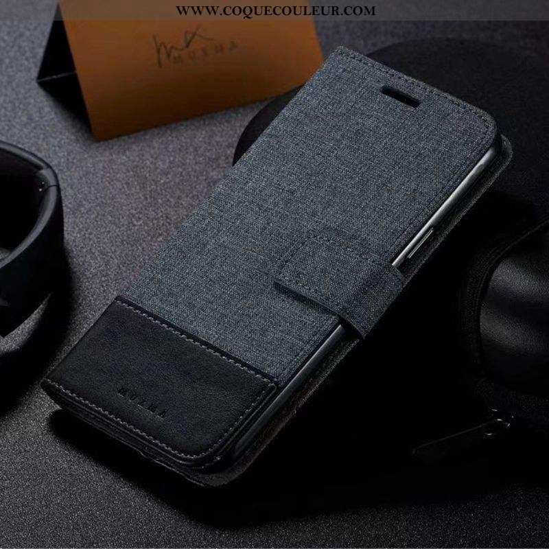 Étui Sony Xperia Xa Cuir Tissu Gris, Coque Sony Xperia Xa Gris