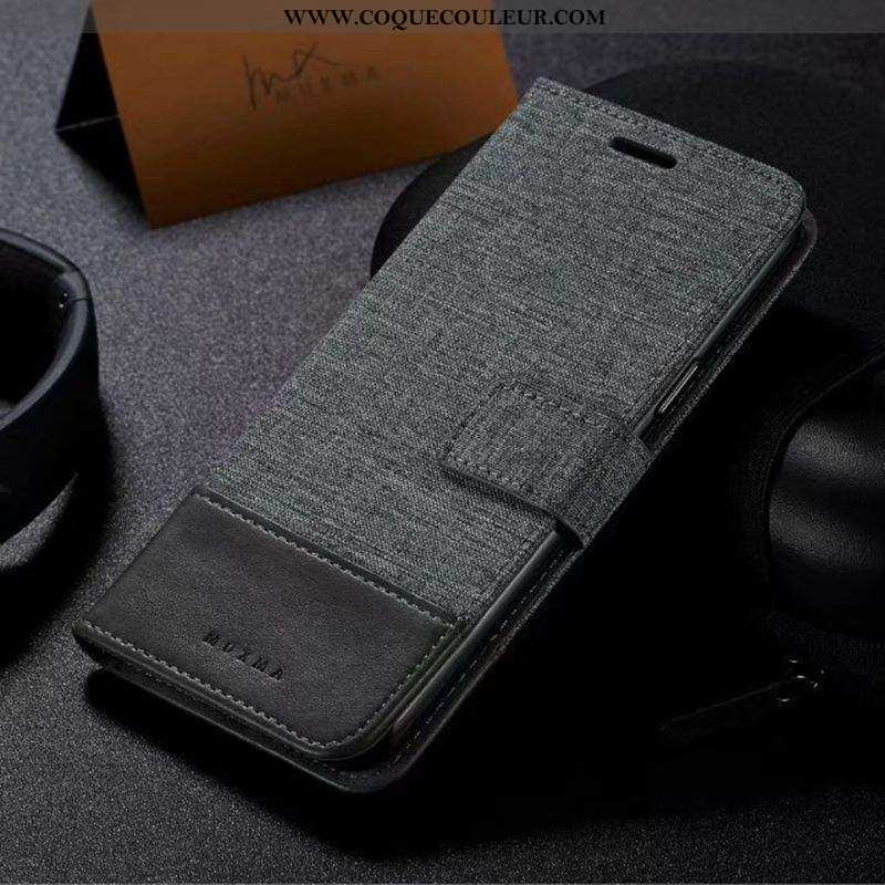 Étui Sony Xperia Xa Cuir Tissu Gris, Coque Sony Xperia Xa Gris