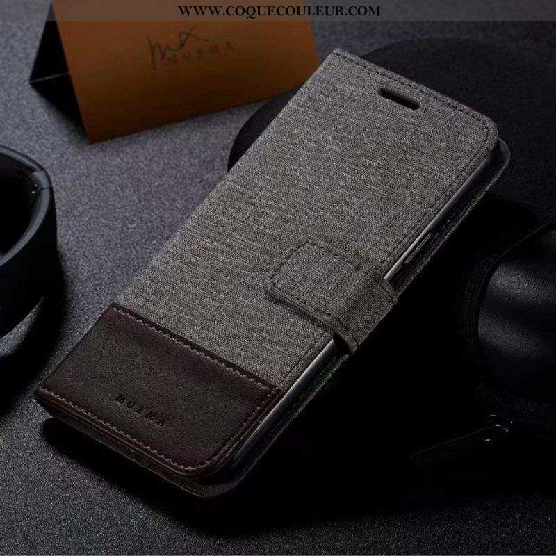 Étui Sony Xperia Xa Cuir Tissu Gris, Coque Sony Xperia Xa Gris