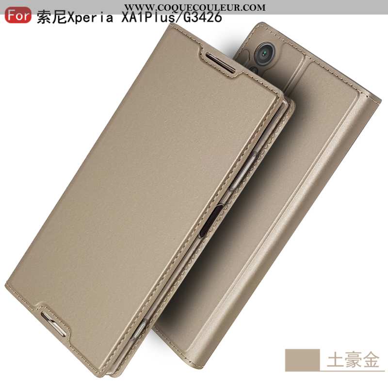 Coque Sony Xperia Xa1 Plus Protection Or Coque, Housse Sony Xperia Xa1 Plus Personnalité Cuir Doré