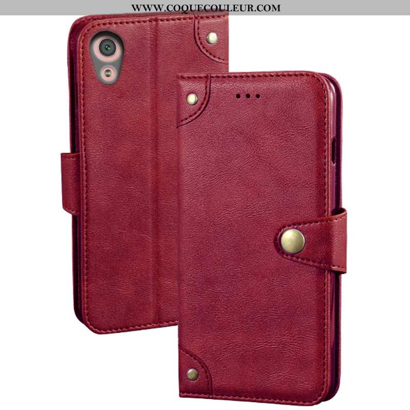 Housse Sony Xperia Xa1 Cuir Étui Rouge, Sony Xperia Xa1 Protection Coque Rouge