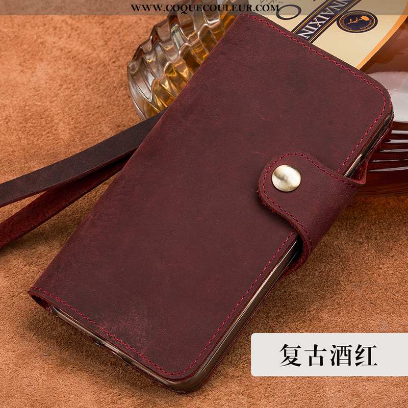 Coque Sony Xperia Xa1 Protection Vin Rouge Étui, Housse Sony Xperia Xa1 Cuir Véritable Bordeaux