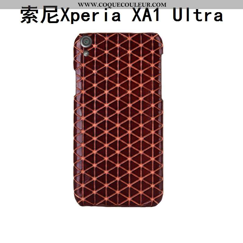 Coque Sony Xperia Xa1 Ultra Personnalité Plaid, Housse Sony Xperia Xa1 Ultra Créatif Luxe Marron