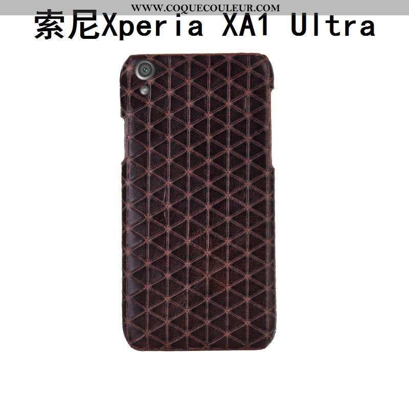 Coque Sony Xperia Xa1 Ultra Personnalité Plaid, Housse Sony Xperia Xa1 Ultra Créatif Luxe Marron