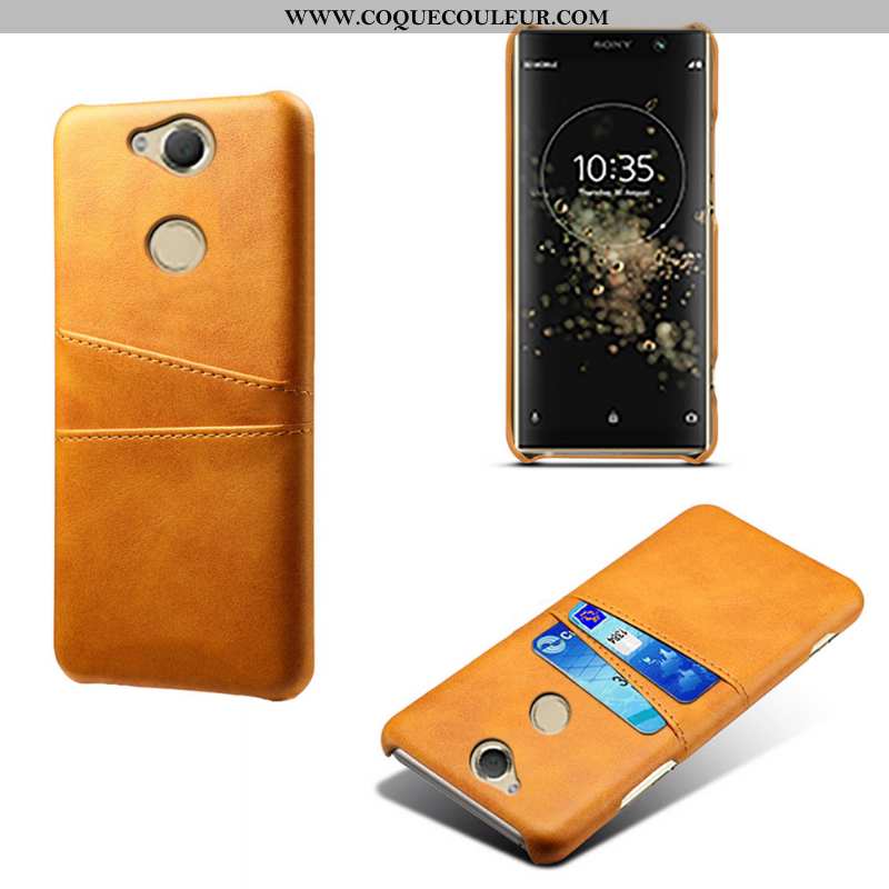 Coque Sony Xperia Xa2 Plus Cuir Qualité Étui, Housse Sony Xperia Xa2 Plus Carte Jaune