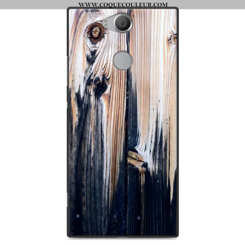 Étui Sony Xperia Xa2 Plus En Bois Coque Simple, Sony Xperia Xa2 Plus Modèle Fleurie Gris