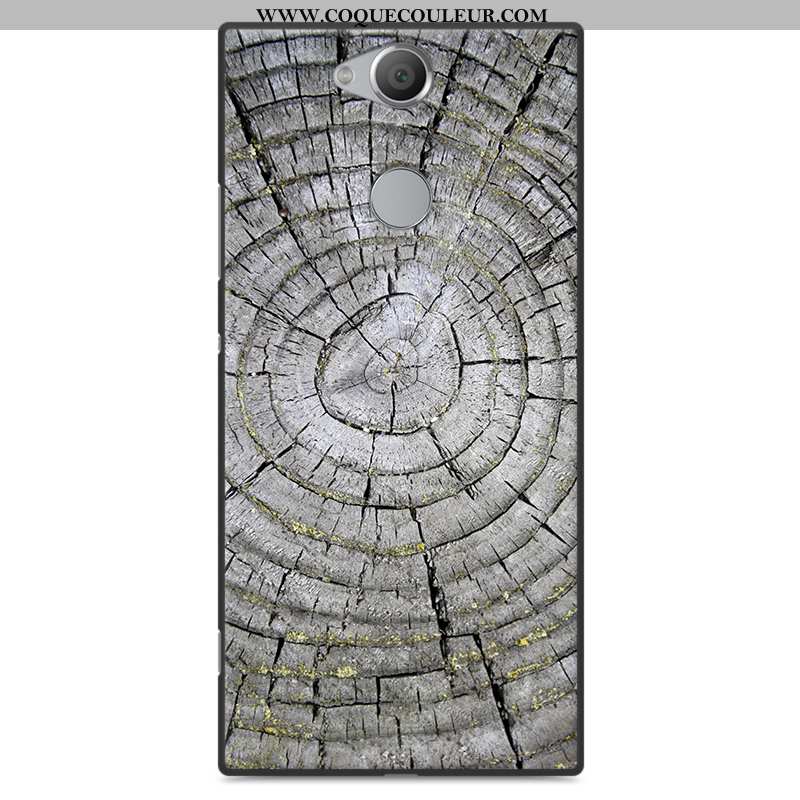 Étui Sony Xperia Xa2 Plus En Bois Coque Simple, Sony Xperia Xa2 Plus Modèle Fleurie Gris