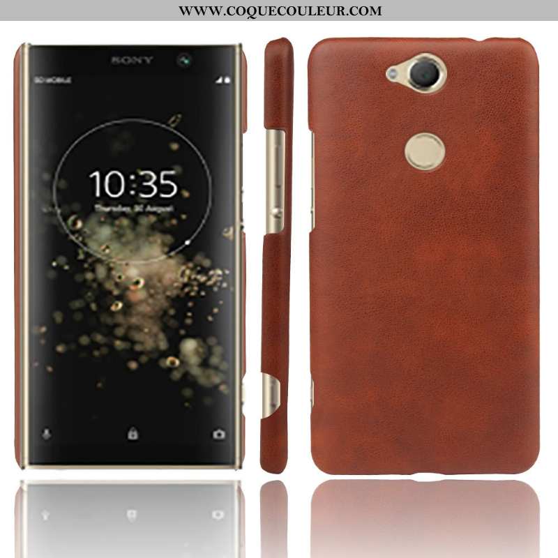 Coque Sony Xperia Xa2 Plus Cuir Qualité, Housse Sony Xperia Xa2 Plus Protection Orange