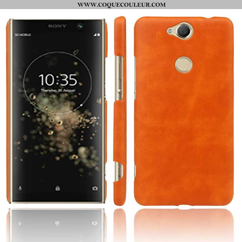 Coque Sony Xperia Xa2 Plus Cuir Qualité, Housse Sony Xperia Xa2 Plus Protection Orange