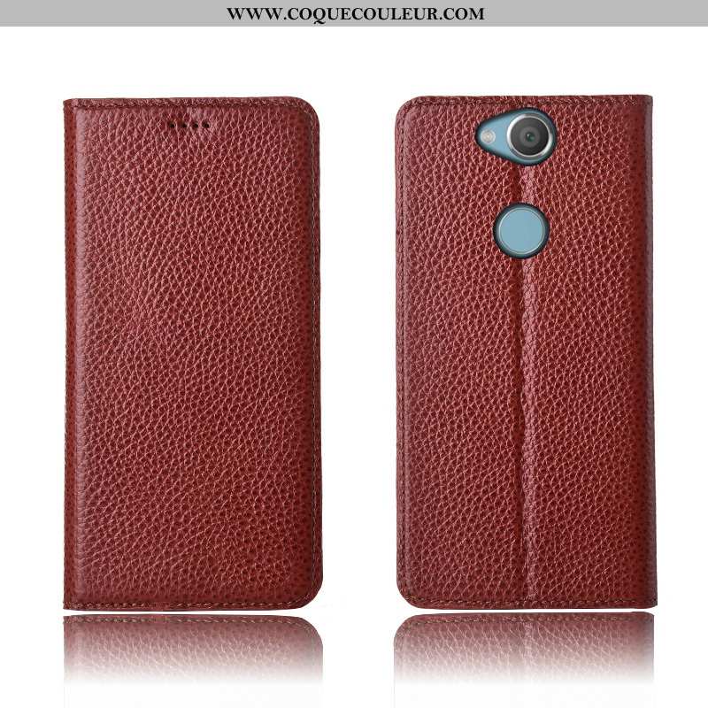 Coque Sony Xperia Xa2 Plus Silicone Rouge Cuir Véritable, Housse Sony Xperia Xa2 Plus Protection Tél