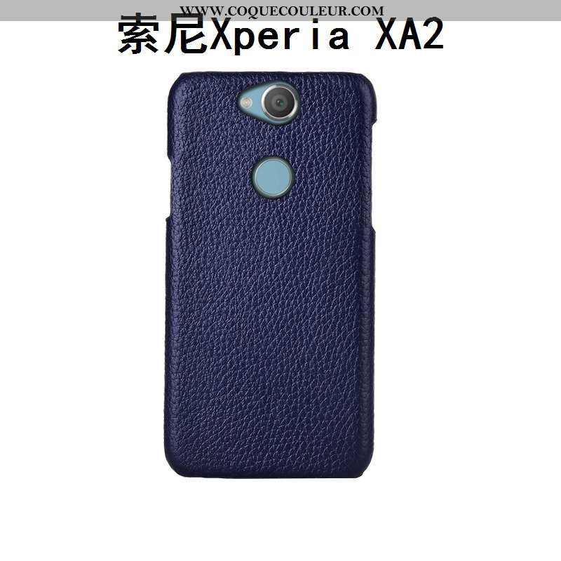 Coque Sony Xperia Xa2 Cuir Étui Personnalisé, Housse Sony Xperia Xa2 Mode Protection Bleu Foncé