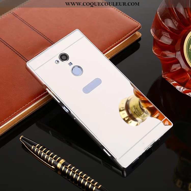 Coque Sony Xperia Xa2 Protection Miroir Or, Housse Sony Xperia Xa2 Métal Border Doré