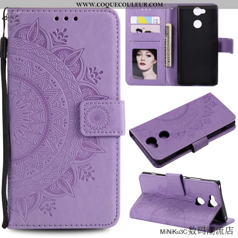 Étui Sony Xperia Xa2 Protection Violet Téléphone Portable, Coque Sony Xperia Xa2 Cuir