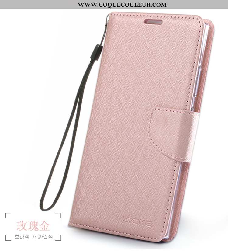 Étui Sony Xperia Xa2 Portefeuille Incassable Étui, Coque Sony Xperia Xa2 Cuir Cou Suspendu Rose