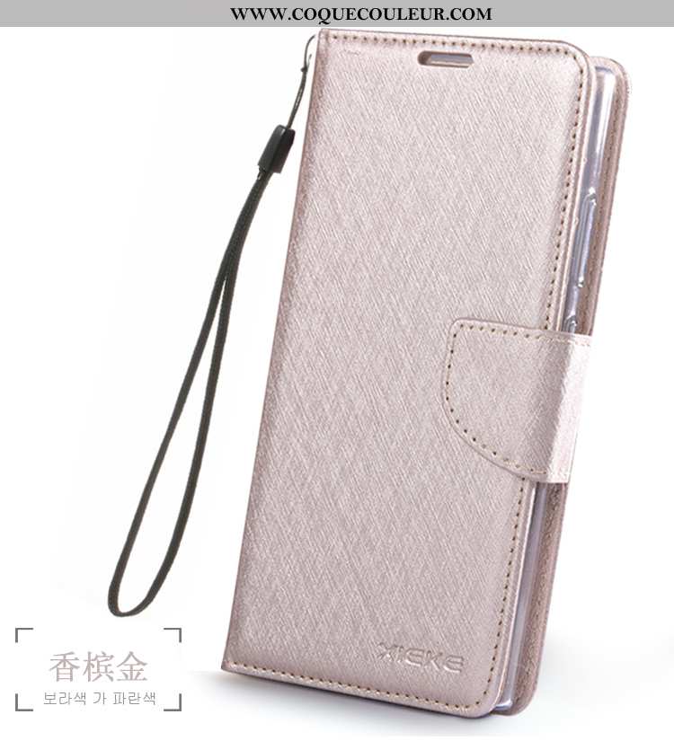 Étui Sony Xperia Xa2 Portefeuille Incassable Étui, Coque Sony Xperia Xa2 Cuir Cou Suspendu Rose