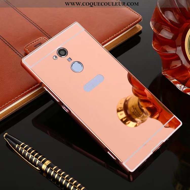 Étui Sony Xperia Xa2 Ultra Métal Miroir Border, Coque Sony Xperia Xa2 Ultra Protection Or Doré