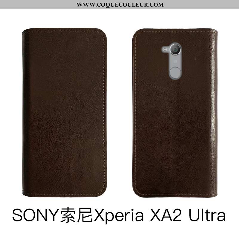 Housse Sony Xperia Xa2 Ultra Protection Vintage Étui, Étui Sony Xperia Xa2 Ultra Cuir Véritable Coqu