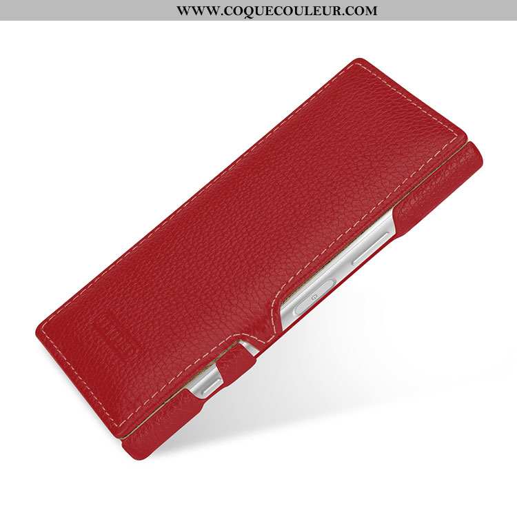 Coque Sony Xperia Xz1 Compact Cuir Véritable Téléphone Portable Rouge, Housse Sony Xperia Xz1 Compac