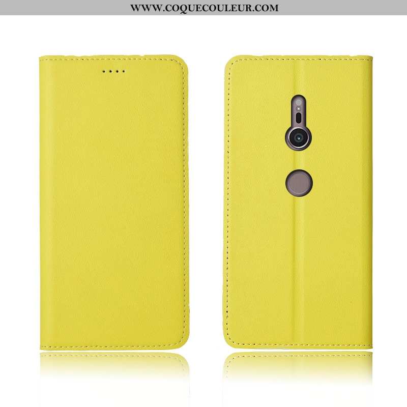 Étui Sony Xperia Xz2 Silicone Cuir Jaune, Coque Sony Xperia Xz2 Protection Incassable Jaune