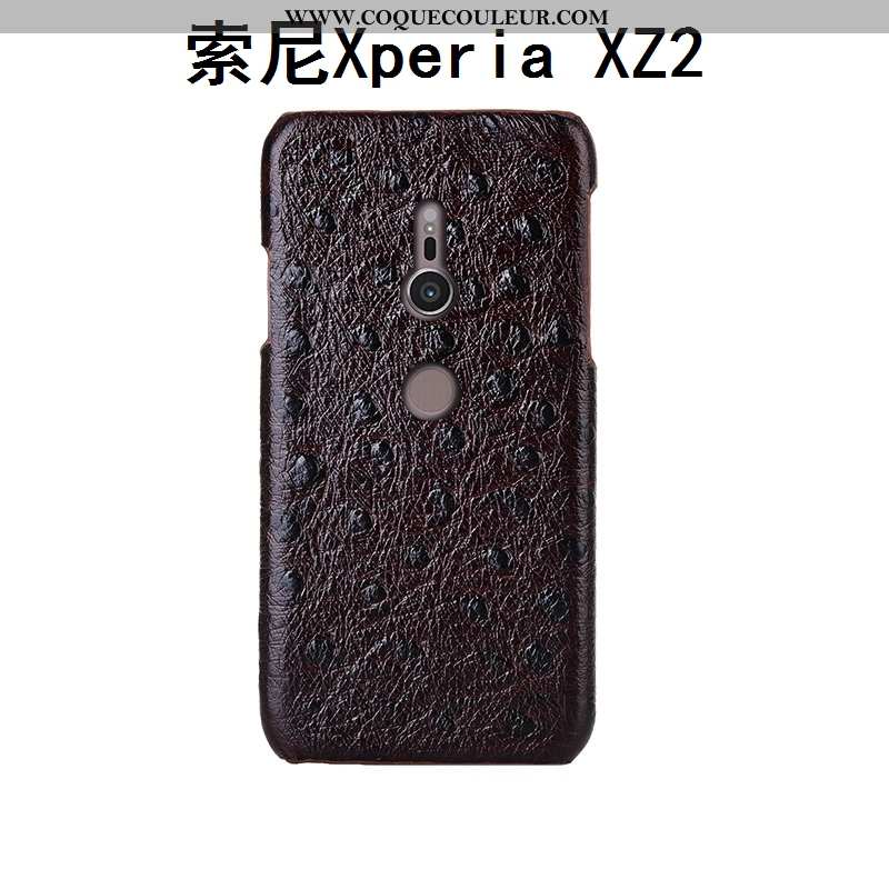Housse Sony Xperia Xz2 Cuir Véritable Créatif Incassable, Étui Sony Xperia Xz2 Modèle Fleurie Marron