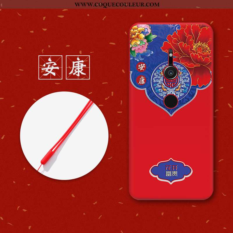 Coque Sony Xperia Xz3 Personnalité Noir Rouge, Housse Sony Xperia Xz3 Créatif Gaufrage Rose