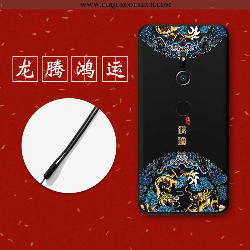 Coque Sony Xperia Xz3 Personnalité Noir Rouge, Housse Sony Xperia Xz3 Créatif Gaufrage Rose